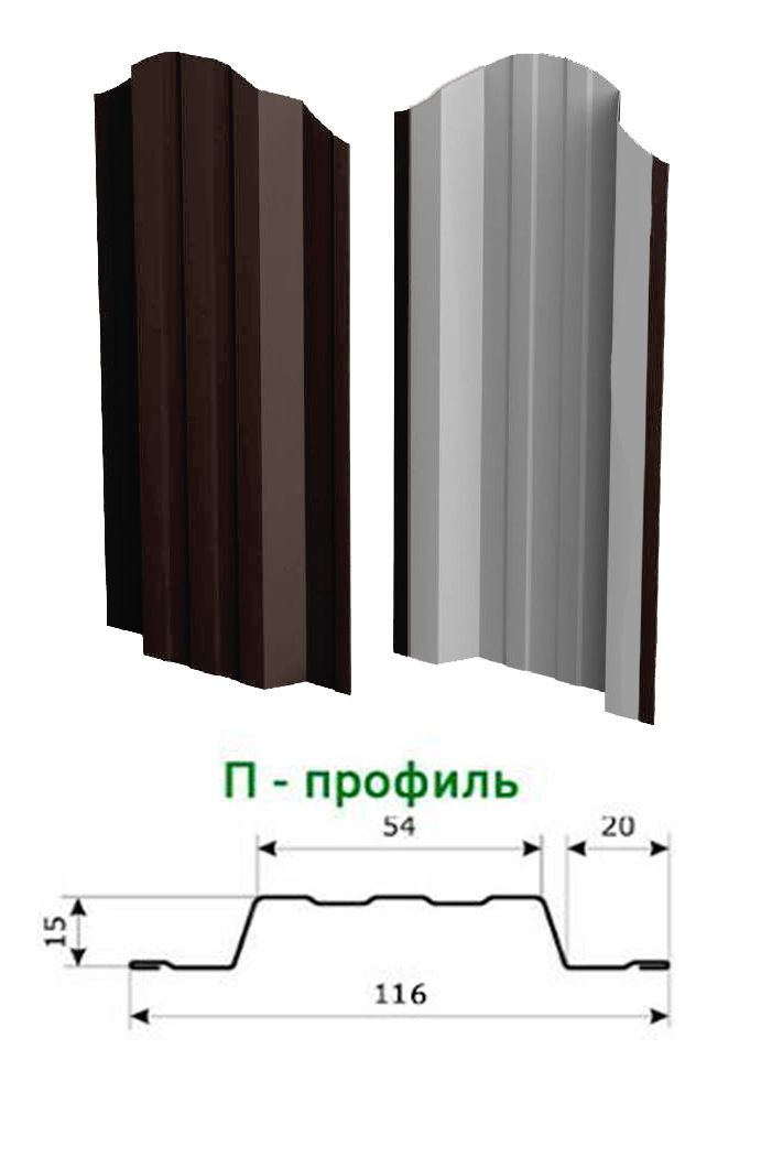 Металлический штакетник, одностор. Н-1.5м, коричневый (RAL 8017)